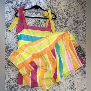 Flying Tomato Women’s Colorful striped maxi dress with shoulder ties, size Large